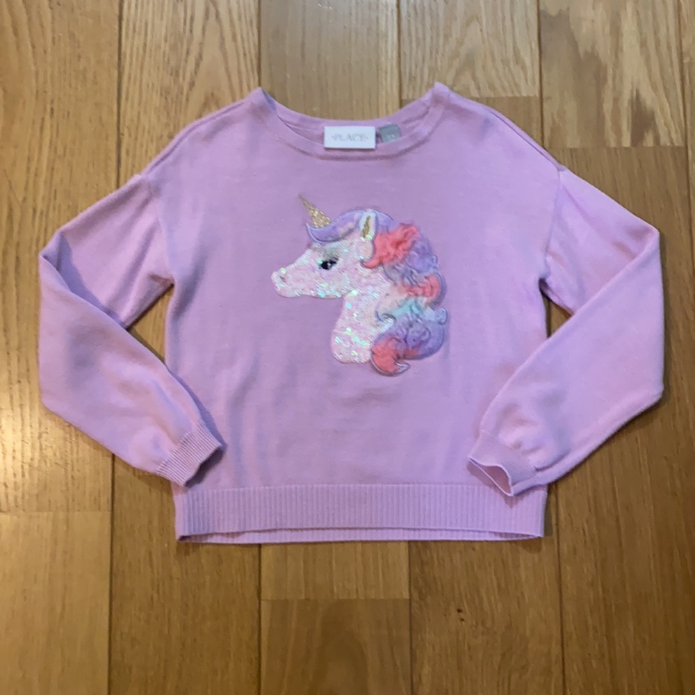 Purple Children’s Place unicorn sweater